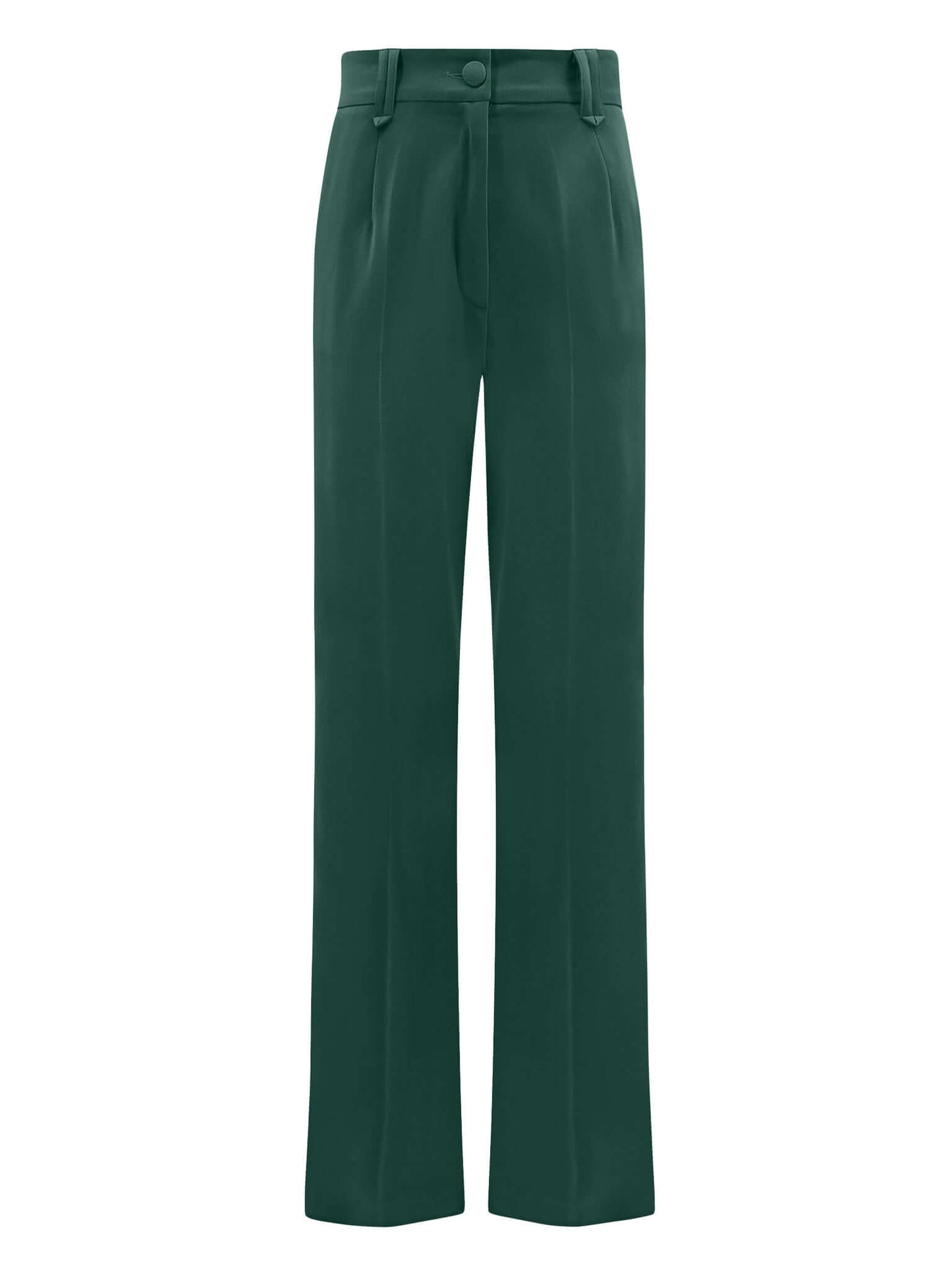 Emerald Dream High-Waist Straight-Leg Trousers