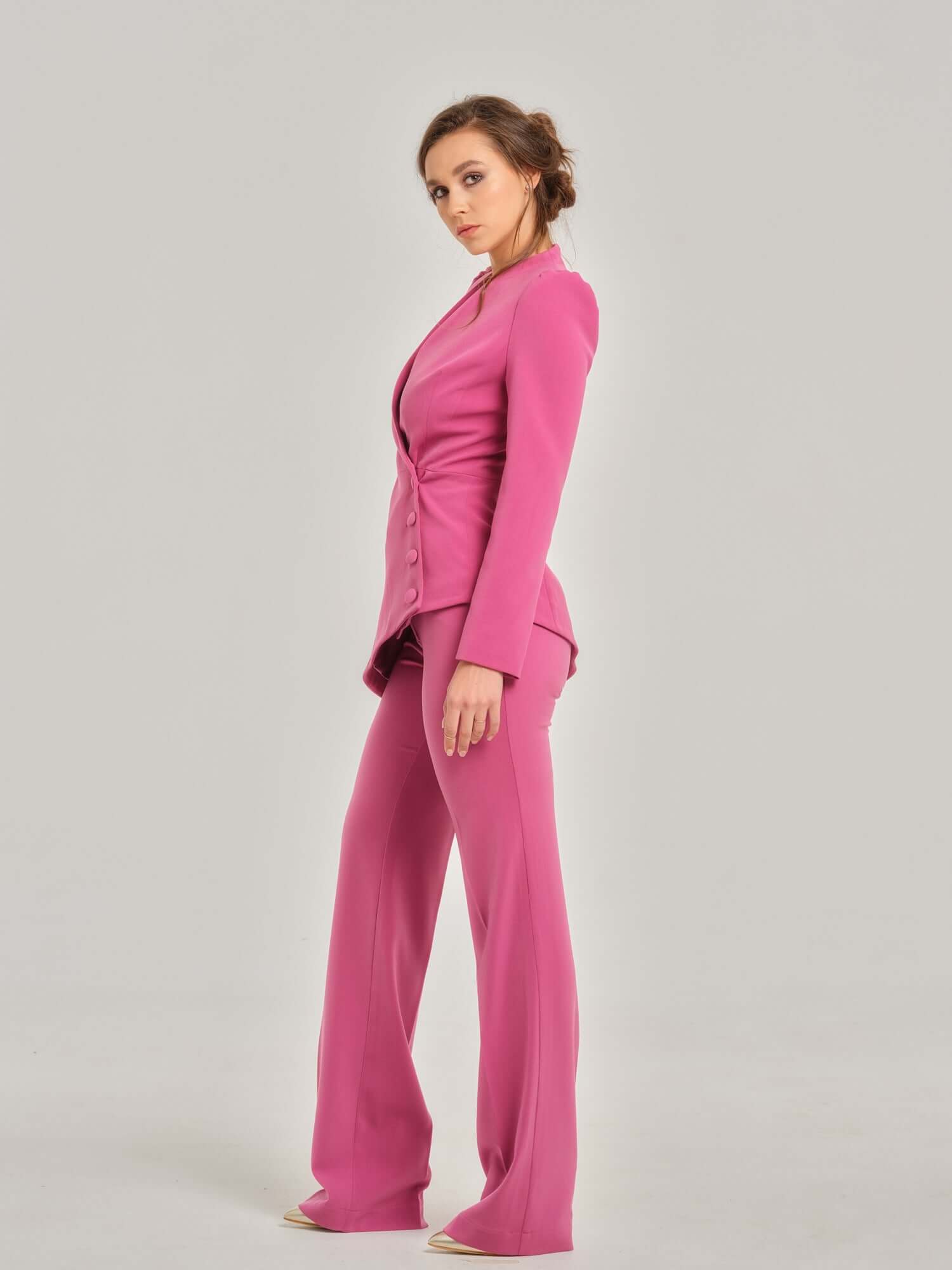 Tia Dorraine Sweet Desire High-Waist Straight-Leg Trousers These must-have classic trousers are a true investment piece as they will transition effortlessly between seasons. Crafted from stretch crepe for everyday comfort, this versatile piece is tailored