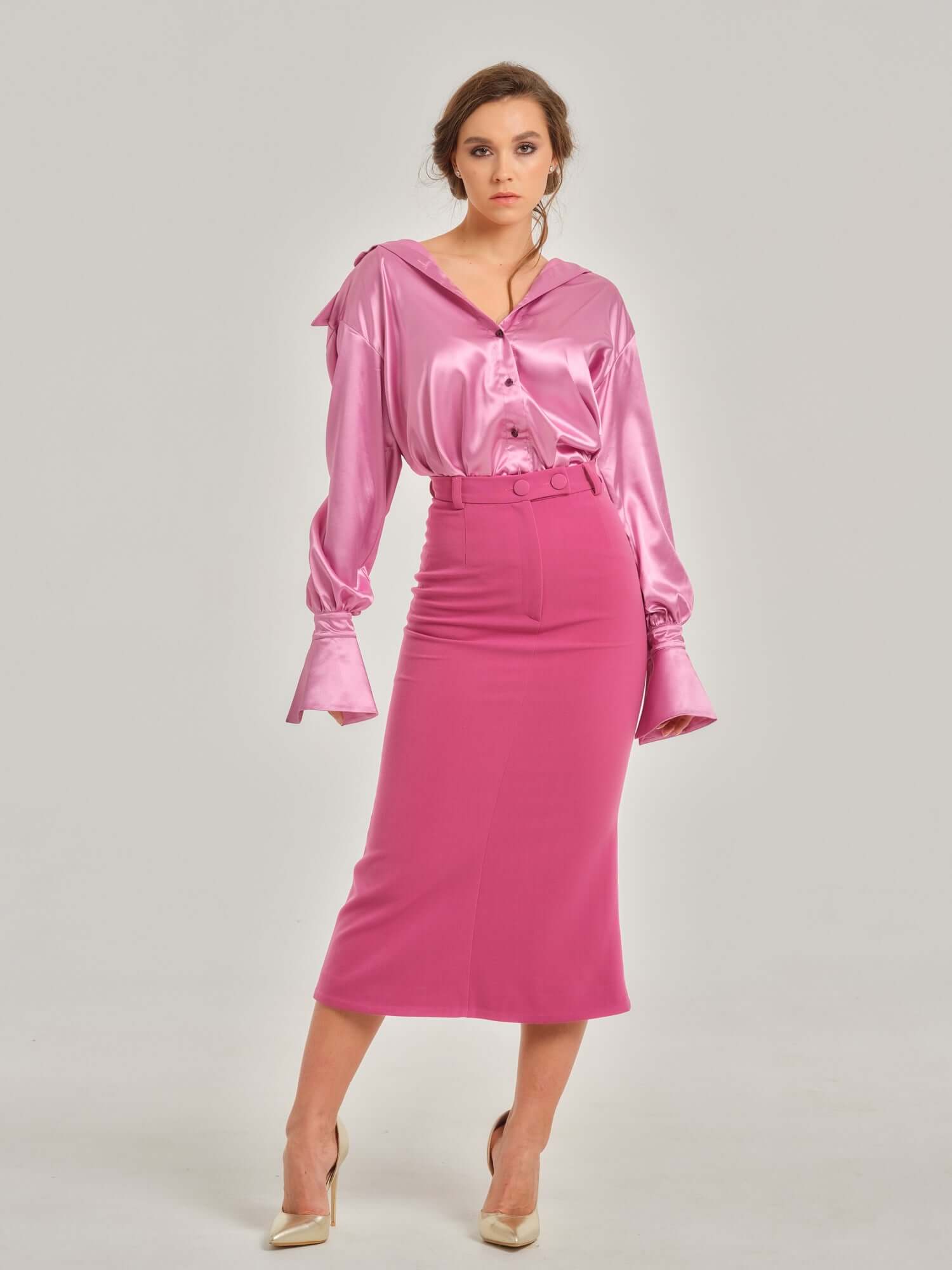 Sweet Desire Trumpet Midi Skirt by Tia Dorraine Women's Luxury Fashion Designer Clothing Brand