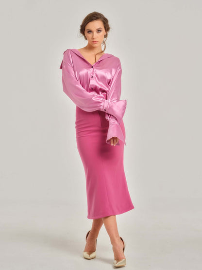Sweet Desire Trumpet Midi Skirt by Tia Dorraine Women's Luxury Fashion Designer Clothing Brand