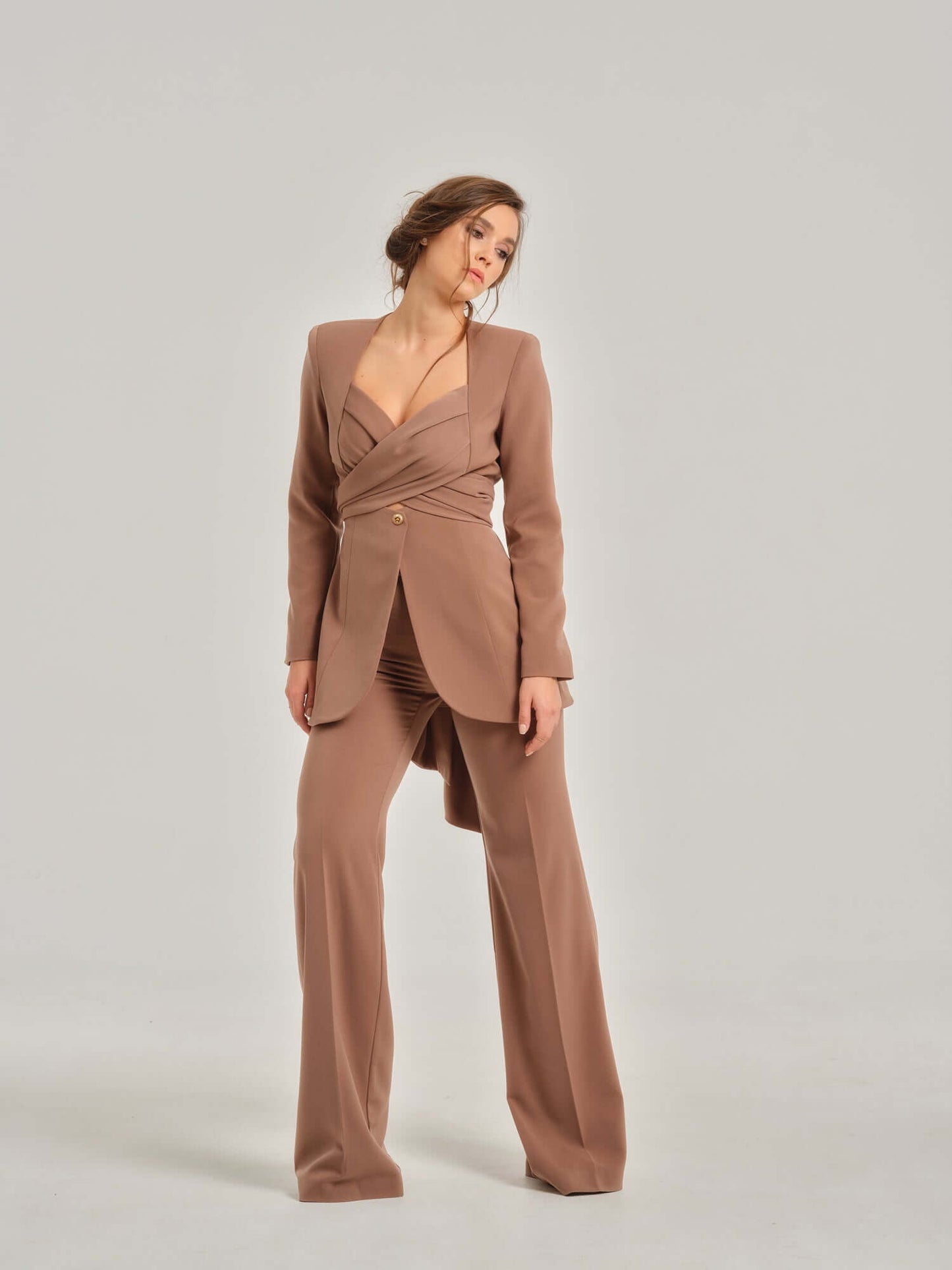 Sandstorm Cross-Wrap Statement Blazer by Tia Dorraine Women's Luxury Fashion Designer Clothing Brand