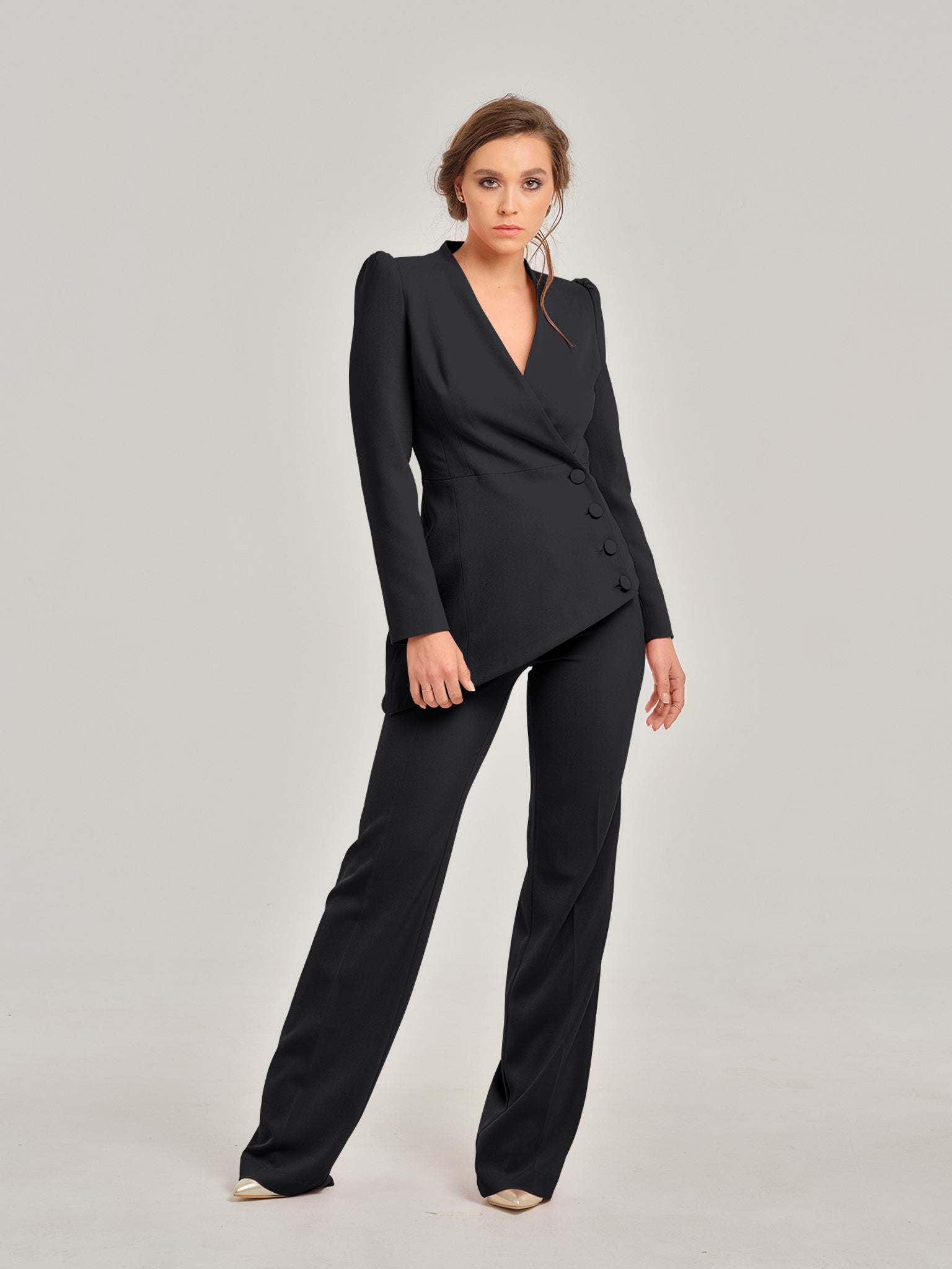 Magnetic Power High-Waist Straight-Leg Trousers by Tia Dorraine Women's Luxury Fashion Designer Clothing Brand