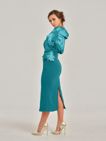 Magic Hour Trumpet Midi Skirt by Tia Dorraine Women's Luxury Fashion Designer Clothing Brand