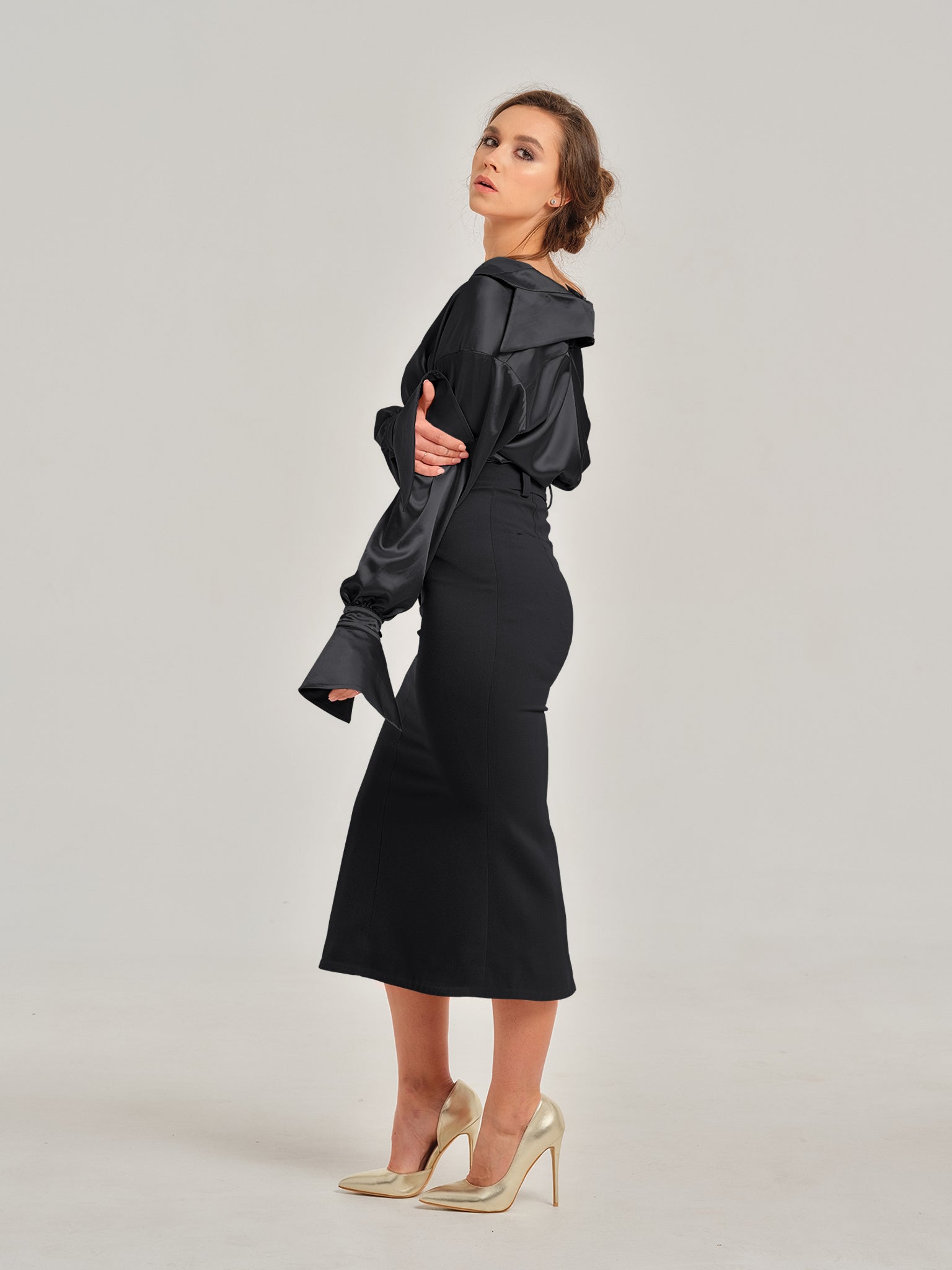 Magnetic Power Trumpet Midi Skirt by Tia Dorraine Women's Luxury Fashion Designer Clothing Brand