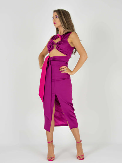 Wild Dream Two-Faced Crop Top - Pink & Purple by Tia Dorraine Women's Luxury Fashion Designer Clothing Brand
