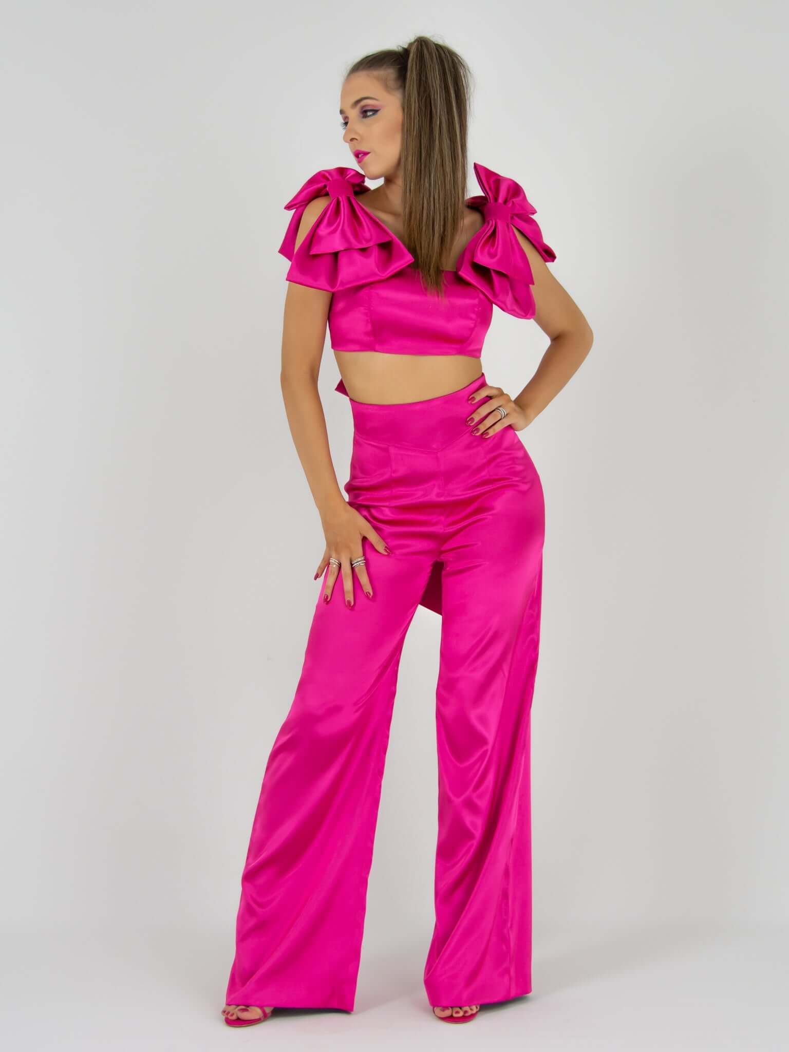 Hopeless Romantic Self-Tie Crop Top - Pink by Tia Dorraine Women's Luxury Fashion Designer Clothing Brand