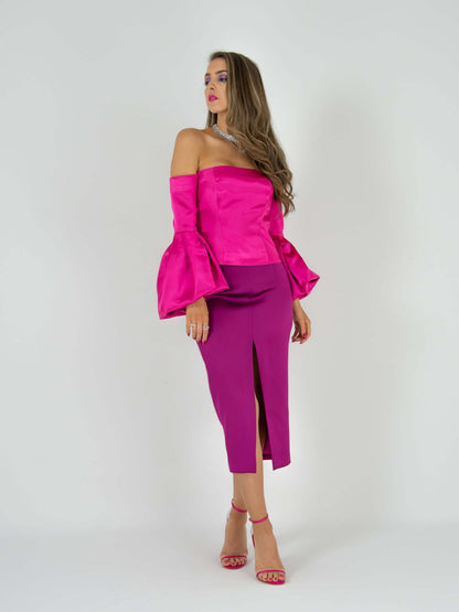 Edge of Desire High-Waist Pencil Midi Skirt by Tia Dorraine Women's Luxury Fashion Designer Clothing Brand